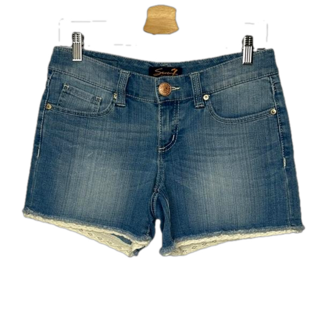 Seven7 Denim Shorts Lace Trim